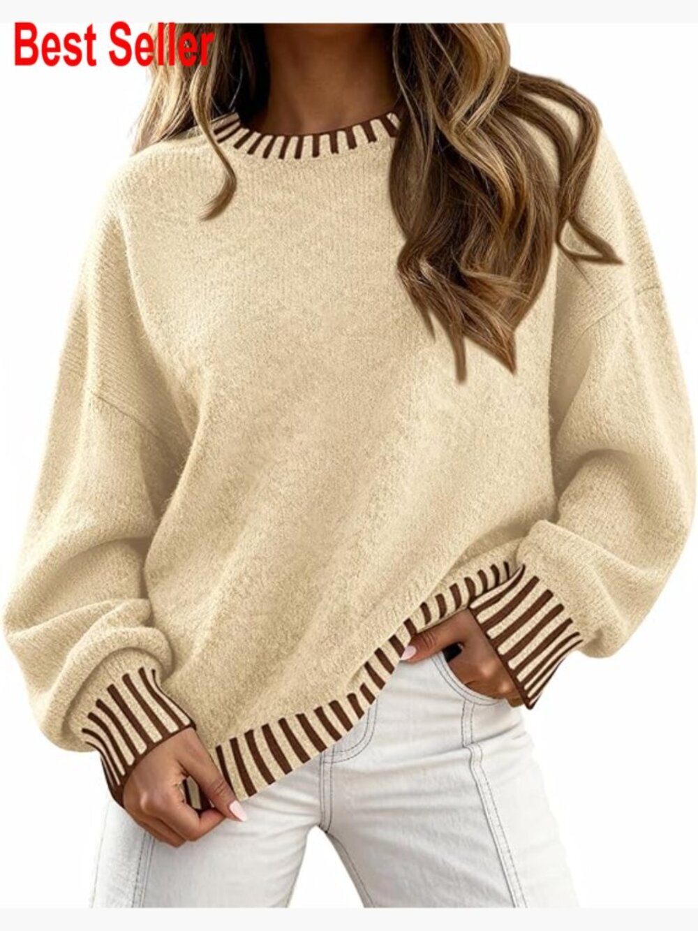 Oversized Chunky Knit Pullover Sweater Long Sleeve Crewneck Fall Winter Top